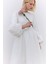 Jakarlı Kuyruklu Abiye Elbise Ekru 2