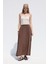 Geniş Kesim Müslin Etek Kahverengi 4