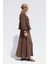 Geniş Kesim Müslin Etek Kahverengi 5