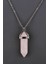 Unisex Pembe Kuvars Doğal Taş Çivi Kolye 1