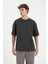 Loose Fit Bisiklet Yaka Kısa Kollu Ağır Kumaş Basic Düz Tişört B4844AX24AU 3