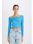 Fitted Vücuda Oturan Omzu Açık Uzun Kollu Tişört D5155AX24AU 3