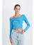 Fitted Vücuda Oturan Omzu Açık Uzun Kollu Tişört D5155AX24AU 4