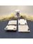 Traverten Bardak Altlığı 4’Lü Set, 10 x 10 cm , Eskitme, Krem, Gümüş Top Aksesuarlı 2