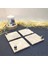 Traverten Bardak Altlığı 4’Lü Set, 10 x 10 cm , Eskitme, Krem, Gümüş Top Aksesuarlı 4