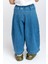 Pileli Beli Lastikli Kız Çocuk Kot Pantolon Mavi 4