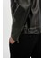 Siyah Slim Fit Dar Kesim Dik Yaka Fermuarlı Dört Cepli Astarlı Mevsimlik Hafif İnce Suni Deri Mont Ceket C6965AX24AU 4