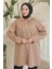 Çıtçıtlı Gömlek Yakalı Cepli Tunik Sütlü Kahve 24KT401 2