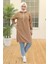 Armine Trend Kolları Ribanalı Kapüşonlu Tunik Camel 24YT468 1