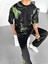 Erkek Oversize Desen Baskılı Premium T-Shirt Siyah 1