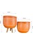 Ev Dekorasyon Nakış Desenli Toprak Saksı Saksılık Salon Çiçeklik İkili Set Ayaksız - 3 Ayaklı- 19 CM 2
