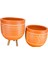 Ev Dekorasyon Nakış Desenli Toprak Saksı Saksılık Salon Çiçeklik İkili Set Ayaksız - 3 Ayaklı- 19 CM 5