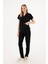 Premium Likralı Siyah Hemşire Forması - Cerrahi Takım - Scrubs Takım - Unisex - XS 2
