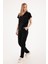Premium Likralı Siyah Hemşire Forması - Cerrahi Takım - Scrubs Takım - Unisex - XS 3