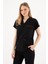Premium Likralı Siyah Hemşire Forması - Cerrahi Takım - Scrubs Takım - Unisex - XS 4