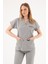 Premium Likralı Fırçalı Gri Rengi Hemşire Forması - Cerrahi Takım - Scrubs Takım - Unisex - XL 2