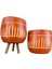 Dik Çizgi Desenli Toprak Saksı Saksılık Salon Çiçeklik İkili Set Ayaksız - 3 Ayaklı- 19 CM 1