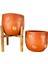 Kalp Desenli Toprak Saksı Saksılık Salon Çiçeklik İkili Set Ayaksız - 4 Ayaklı- 19 CM 4