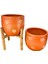 Kalp Desenli Toprak Saksı Saksılık Salon Çiçeklik İkili Set Ayaksız - 4 Ayaklı- 19 CM 5