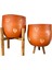 Kalp Desenli Toprak Saksı Saksılık Salon Çiçeklik İkili Set 3 Ayaklı- 4 Ayaklı- 19 CM 1