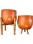 Kalp Desenli Toprak Saksı Saksılık Salon Çiçeklik İkili Set 3 Ayaklı- 4 Ayaklı- 19 CM 3