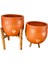 Kalp Desenli Toprak Saksı Saksılık Salon Çiçeklik İkili Set 3 Ayaklı- 4 Ayaklı- 19 CM 4