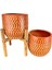 Ev Dekorasyon Aksesuar Beyaz Nokta Desenli Toprak Saksı Saksılık Salon Çiçeklik İkili Set Ayaksız - 4 Ayaklı- 19 CM 4