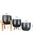 Ev Dekorasyon Aksesuar Siyah Granit Toprak Saksı Saksılık Salon Çiçeklik Üçlü Set- 19 CM 2