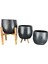 Ev Dekorasyon Aksesuar Siyah Granit Toprak Saksı Saksılık Salon Çiçeklik Üçlü Set- 19 CM 4