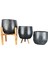Ev Dekorasyon Aksesuar Siyah Granit Toprak Saksı Saksılık Salon Çiçeklik Üçlü Set- 19 CM 5