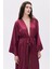 Frappant Bordo Uzun Saten Sabahlık / Kimono 5