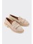 Bej Deri Kadın Loafer 2