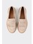 Bej Deri Kadın Loafer 4