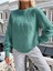 Saç Örgülü Bisiklet Yaka Italyan Kol Triko Kazak Mint 1
