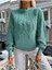 Saç Örgülü Bisiklet Yaka Italyan Kol Triko Kazak Mint 4