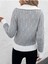 Kadın V Yaka Yürütme Desen Saç Örgü Gri Triko Kazak 2