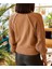 Kadın Kolu Delikli Boğazlı Triko Kazak Camel 4