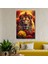 Tekli Dikey Kanvas Duvar Tablosu Sarı Kırmızı Dişi Aslan 1