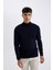 Slim Fit Balıkçı Yaka Kazak Navy 4