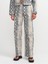 71692 Yılan Desen Wideleg Denim Pantolon-Ekru 3