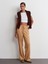 71536 Belden Bağlamalı Dökümlü Pantolon-Açık Camel 1