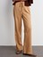 71536 Belden Bağlamalı Dökümlü Pantolon-Açık Camel 2