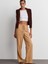 71536 Belden Bağlamalı Dökümlü Pantolon-Açık Camel 4