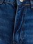 71688 Taşlanmış Wideleg Denim Pantolon-Lacivert 4