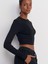 31236 Uzun Kollu Crop Top-Siyah 1