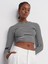 31232 Çizgili Uzun Kollu Crop Top-Ekru-Siyah 1