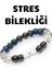 Sertifikalı Doğal Taş Stres Tılsım Bilekliği (Azurit,hematit, Kristal Kuvars Taşı Doğaltaş Bileklik 4