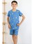 Erkek Çocuk Baskılı Pamuklu Penye Kumaş Şortlu Pijama Takımı 1