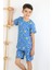 Erkek Çocuk Baskılı Pamuklu Penye Kumaş Şortlu Pijama Takımı 4