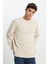 Loose Fit Rahat Kesim Bisiklet Yaka %100 Pamuk Bej Sweatshirt 2